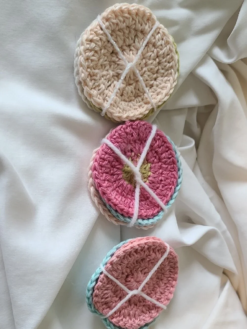 Handmade Crocheted Face Scrubbies Set Of 9 - Pastel Mix By Grey Dove Creations